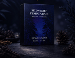 Midnight Temptation packaging box under a night sky
