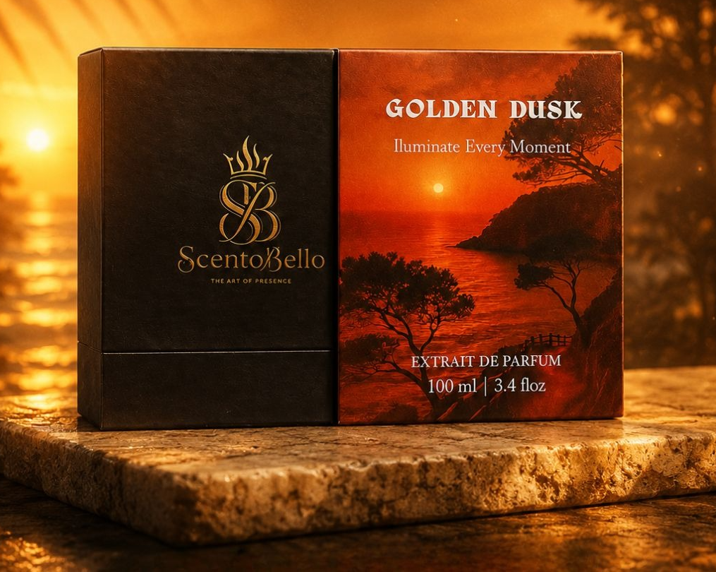 Golden Dusk box at sunset on stone